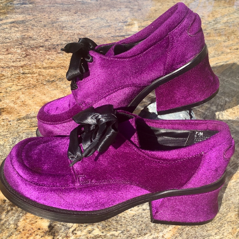 90s Oxfords Chunky Heel Purple Velvet